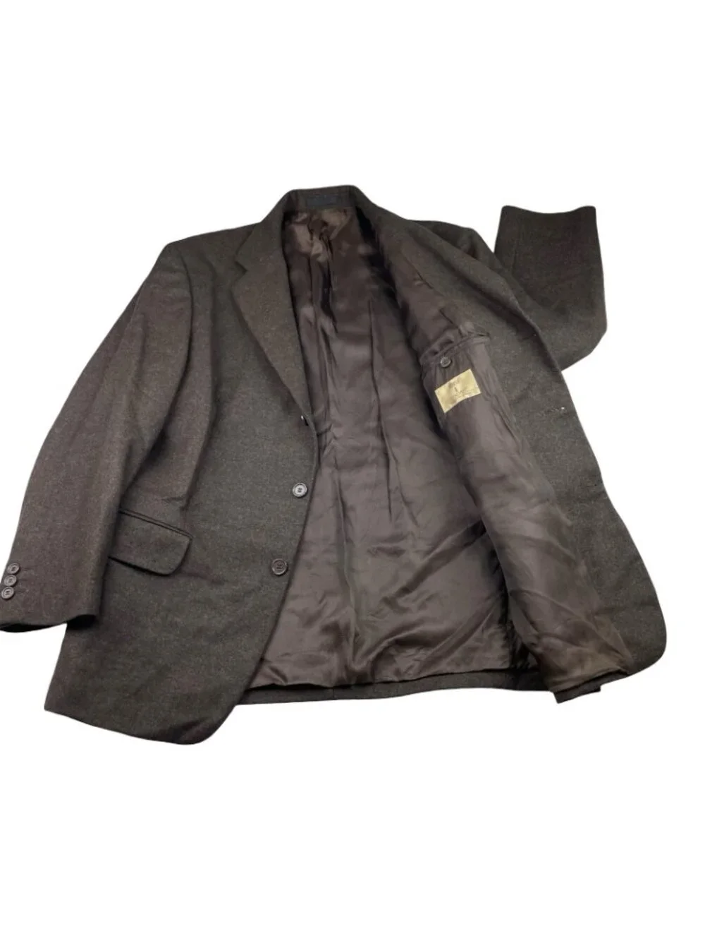 Marks & Spencer Men's Flannel Wool 3-Button Suit Brown • Italy • 42S | 34x29